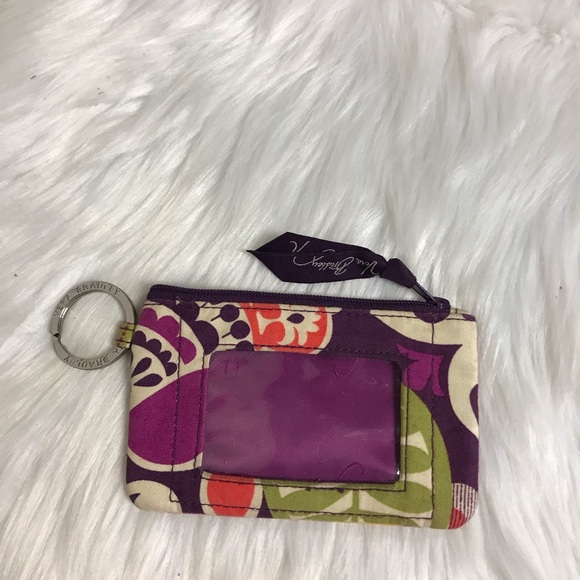 Vera Bradley Purple and Green Patterned ID/Card Wallet - Picture 1 of 3